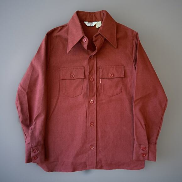 Vintage Levi's Shirt Women's Small Rust Red Long Sleeve Button Up Workwear - Picture 1 of 8